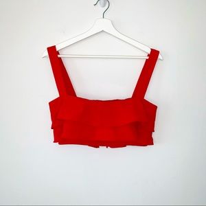 Black Halo Red Isabella Ruffle Sleeveless Crop Top size 2